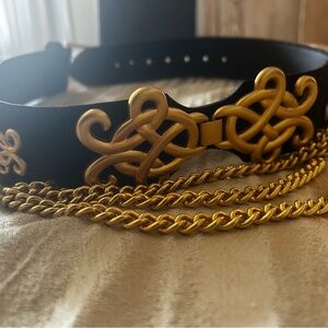Black and Gold Chain Belt